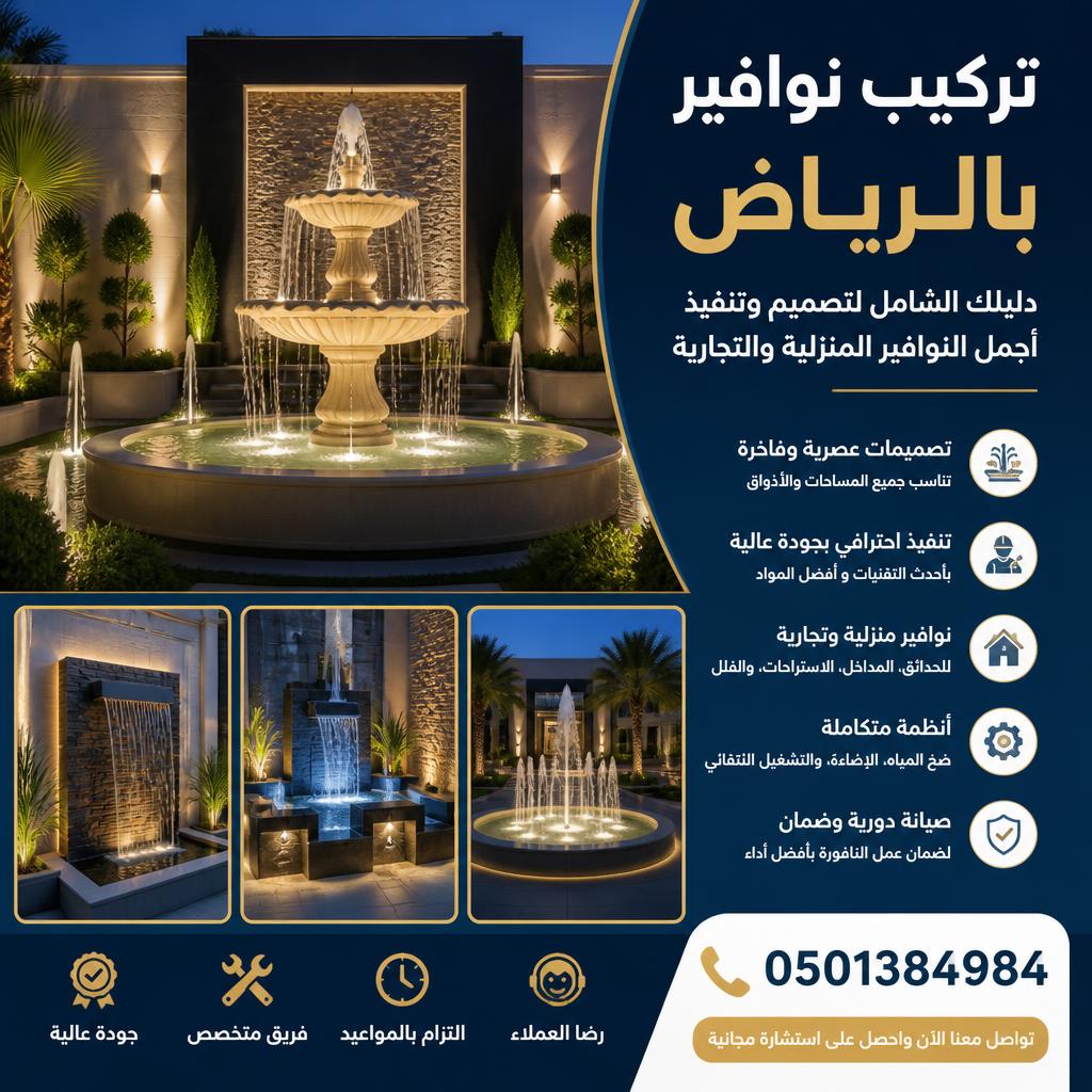 تركيب نوافير بالرياض | تصاميم نوافير مودرن وجدارية (0501384984)