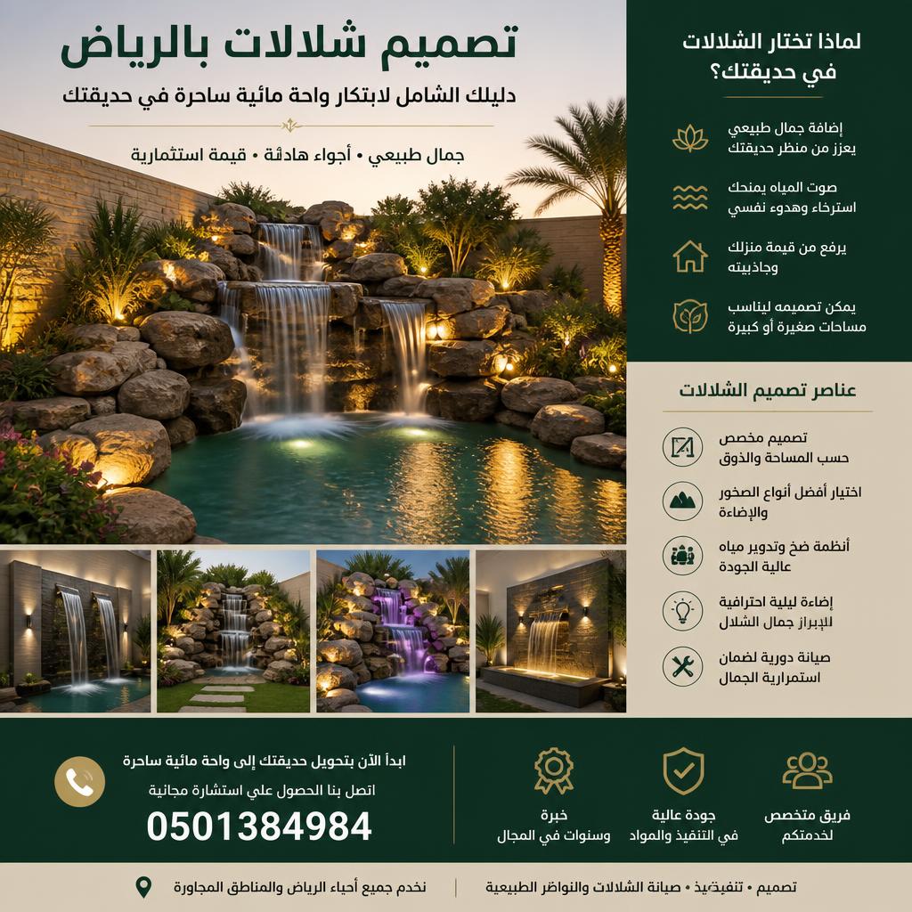 تصميم شلالات بالرياض | أفضل تصاميم الشلالات المنزلية (0501384984)
