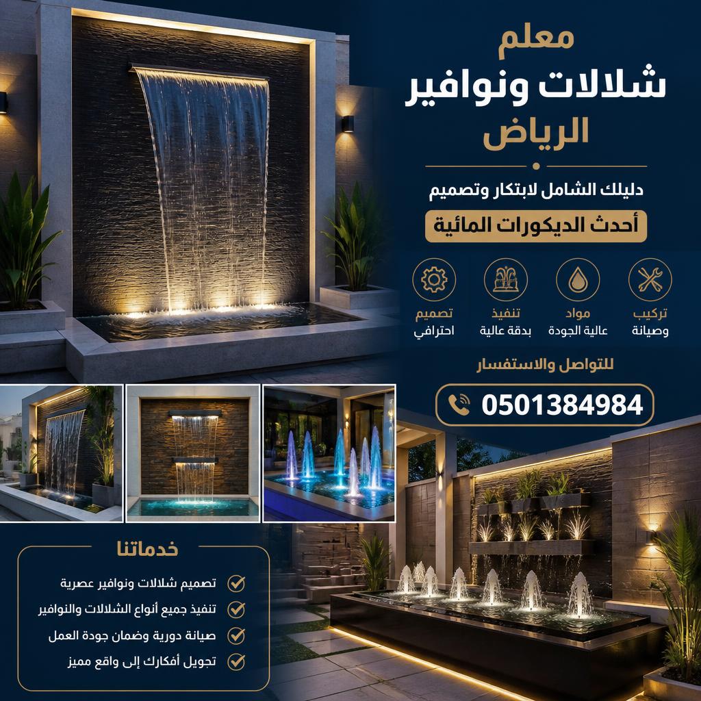 معلم شلالات ونوافير بالرياض | تركيب وصيانة شلالات (0501384984)